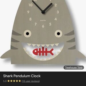 Popclox |  Shark Wall Clock - Gray (with red fish )